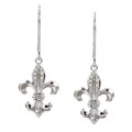14k White Gold Fleur De Lis Leverback Earrings