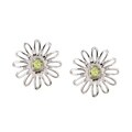 14k White Gold Peridot Daisy Post Stud Earrings