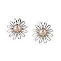 14k White Gold Pearl Daisy Earrings (5 mm)