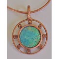 Petite Circle Roman Glass Necklace with Copper Dots (Israel)