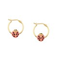 14k Yellow Gold 12 mm Hoop and Ladybug Earrings