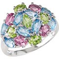14k White Gold Multi-gemstone and Diamond Ring