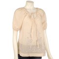 Sugar Lips Silk Blend Round Neck Embroidered Shirt