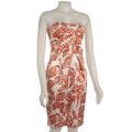 David Meister Strapless Coral Print Charmeuse Dress