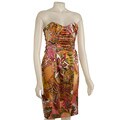 David Meister Strapless Floral Charmeuse Dress
