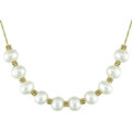 14k Yellow Gold FW Pearl and Bead Necklace (6.5-7 mm)