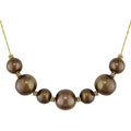 14k Yellow Gold FW Brown Pearl and Bead Necklace
