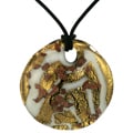 Murano Glass Black/ Gold/ White Round Dome Pendant