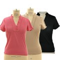 Scalloped Ladies Trim Band Collar Golf Polo