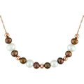 14k Pink Gold FW White and Brown Pearl Necklace (5-7 mm)