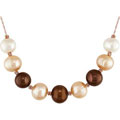 14k Pink Gold FW Multicolored Pearl Bead Necklace (9-12 mm)