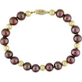 14k Gold Brown Freshwater Pearl Bracelet (8-9 mm)