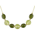 14k Gold Lemon Quartz and Green Garnet Necklace