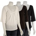 Pathway U-neck 3/4-sleeve Shirred Top