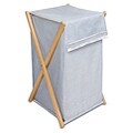 Blue Gingham Wood Frame Hamper