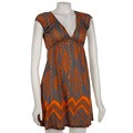 Romeo & Juliet Couture Grey/ Orange Leaf Print Dress