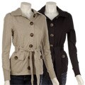 Kersh Women's Long-sleeve Belted Terry Knit Jacket
