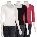 Kersh Women's Square Neck 3/4-sleeve Sweater