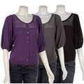 Kersh Puff Sleeve Crocheted Detail Cardigan