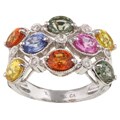 18k Gold Multi-colored Sapphire and Diamond Ring