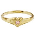 14k Gold Pink Cubic Zirconia Heart Baby Ring