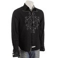 English Laundry Men's Black Perforated Stripe Shirt