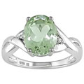 10k Gold Green Amethyst and Diamond Accent Ring