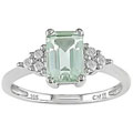 10k Gold Green Amethyst and 1/10ct TDW Diamond Ring