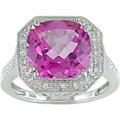 10k Gold Pink Topaz and 1/10ct TDW Diamond Ring