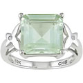 10k Gold Green Amethyst and Diamond Ring