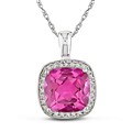10k Gold Pink Topaz and 1/10ct TDW Diamond Necklace