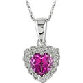 10k Gold Pink Topaz and Diamond Heart Necklace
