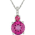 10k Gold Pink Topaz and Diamond Accent Necklace