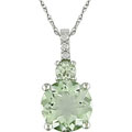 10k Gold Green Amethyst and Diamond Necklace