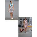 Printed Sleeveless Dress with Trapunto Stitching