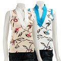 Women's Printed Trapunto Sleeveless Polo Shirt