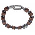 Diesel Sterling Silver Leather Disc Bracelet