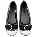 Dark Ali Becky Women's Grey Buckle Flats