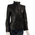 Izod Women's Black Lamb Leather Motorcycle Jacket