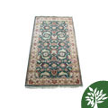 Indo Mahal Hand-knotted Green/ Ivory Rug (4' x 8')