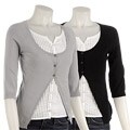 Renee C Women's 3/4-sleeve Faux Layer Cardigan