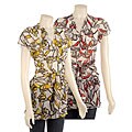 Renee C Women's Floral Print Tunic with Tie Belt