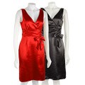 Connected Apparel Women's Retro Satin Ruched Dress