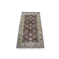 Indo Mahal Hand-knotted Burgundy/ Ivory Rug (4' x 8')