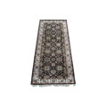 Indo Mahal Hand-knotted Black/ Ivory Rug (4' x 10')