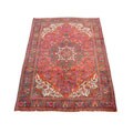 Persian Hand-knotted Heriz Red/ Navy Rug (6'8 x 9'3)