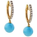 Encore by Le Vian 14k Gold 1/4ct TDW Diamond and Turquoise Earrings (H-I, SI1)