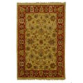 Hand-knotted Beige/ Red Wool Rug (4' x 6')