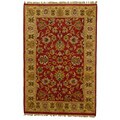 Hand-knotted Red/ Beige Wool Rug (4' x 6')