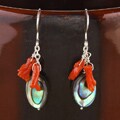 Red Coral Fire Dream Abalone Earrings (USA)